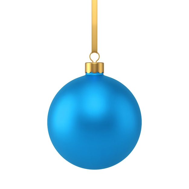 Decoración simple de árbol de Navidad metálico azul de lujo colgado en una cuerda ilustración vectorial realista en 3D