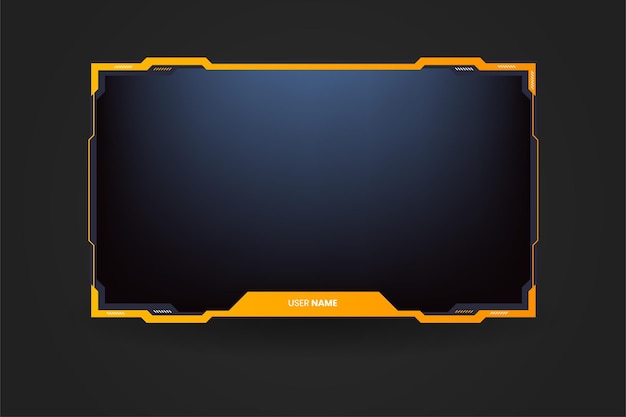 Decoración de superposición simple con bordes y botones de color amarillo Diseño de interfaz de pantalla de jugador en línea sobre un fondo oscuro Colección de pantalla en línea y sin conexión para transmisiones en vivo