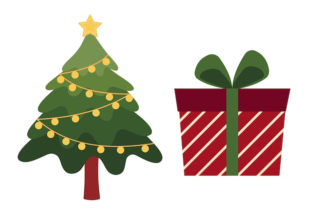 Decoración temática de Navidad Icon Celebración de Navidad con artes vectoriales de iconos lindos y simples