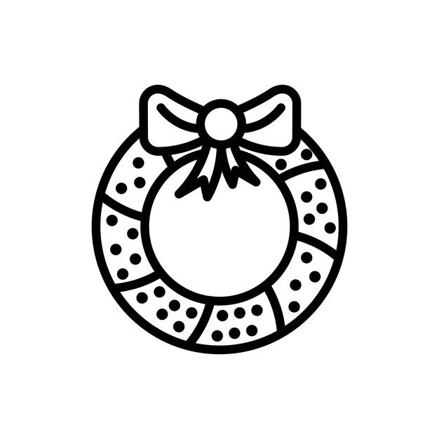 Decoración de vacaciones con coronas festivas símbolo vectorial en un estilo negro lleno y delineado Adorno de temporada y signo de celebración
