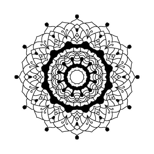 decoración vectorial de arte de línea de mandala en fondo blanco