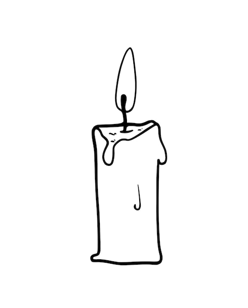 La decoración de velas de cera ardiente crea comodidad doodle dibujos animados lineales para colorear