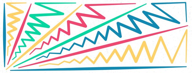 Vector decoración en zig y línea recta para el diseño de fiestas de fondo en arco iris y color blanco