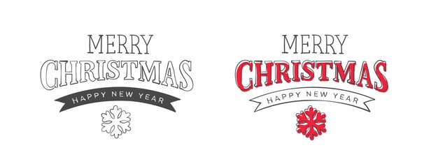 Decoraciones de Año Nuevo Dibujadas a mano Feliz Navidad Feliz víspera de Año Nuevo inscripción Elementos del diseño de Año Nuevo Gráficos vectoriales