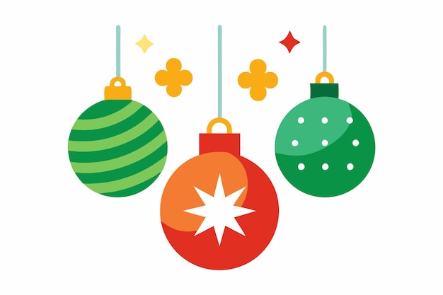 Decoraciones de árboles de Navidad Ilustración vectorial Clipart de dibujos animados y diseño de arte de líneas