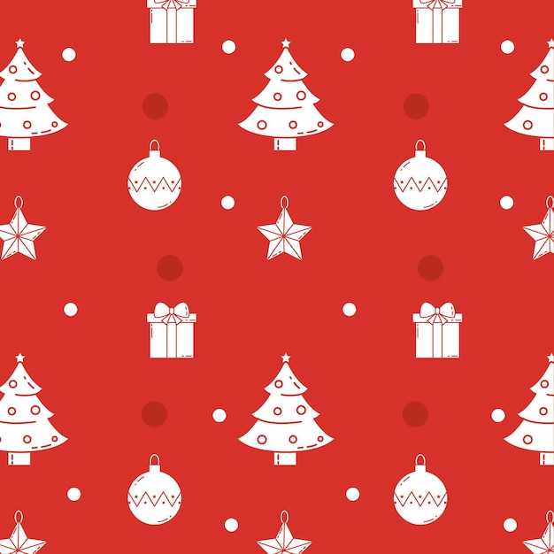 Decoraciones de árboles de Navidad y vectores de patrones de regalos