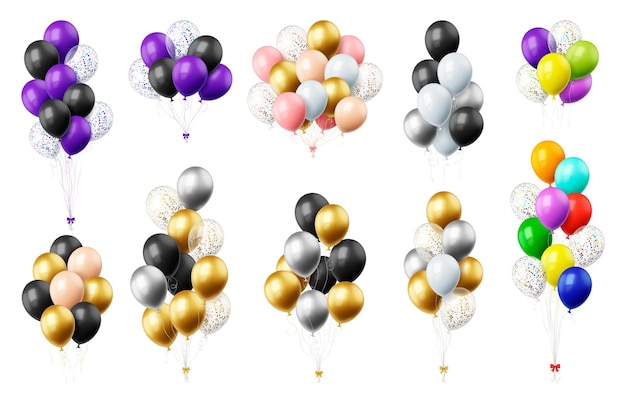 Decoraciones festivas aisladas de viernes negro cumpleaños o graduación elementos vectoriales concisos