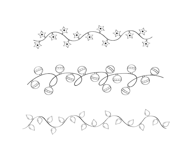 Decoraciones festivas de árboles o casas de Navidad Ilustración vectorial