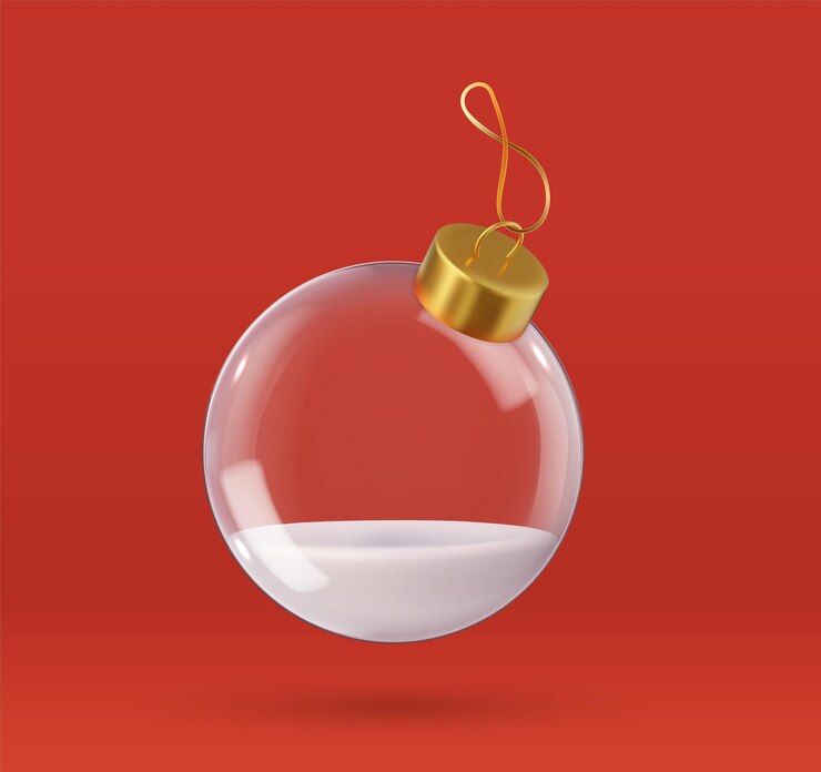 Vector decoraciones de navidad en 3d bolas de vidrio bolas transparentes decoración de celebración de vacaciones de navidad renderización en 3d ilustración vectorial