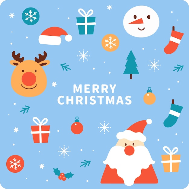 Decoraciones de Navidad Colección linda Ilustración de tarjetas de Papá Noel