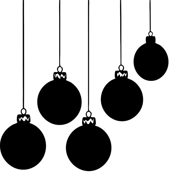 Decoraciones navideñas colgantes minimalistas diseño navideño de silueta negra