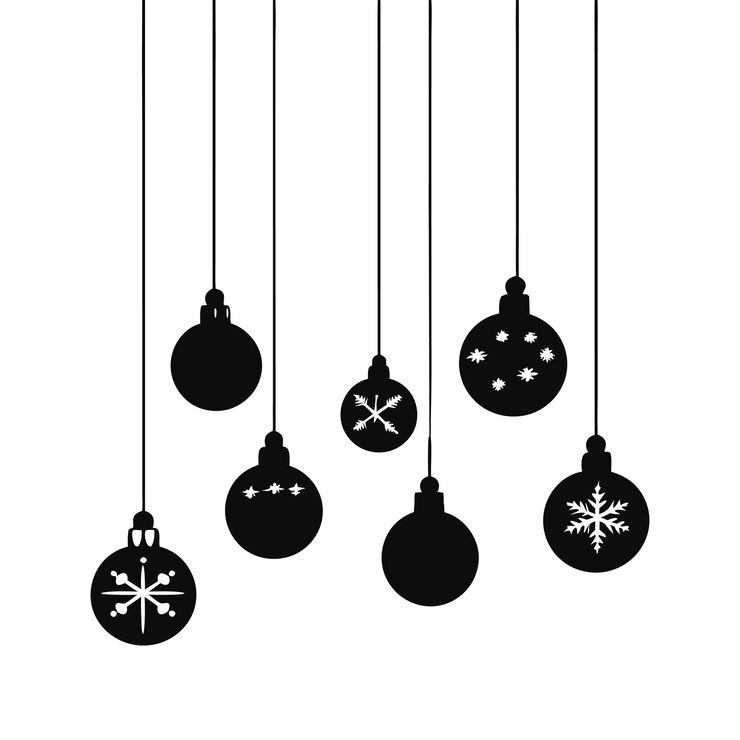 Decoraciones navideñas colgantes minimalistas diseño navideño de silueta negra
