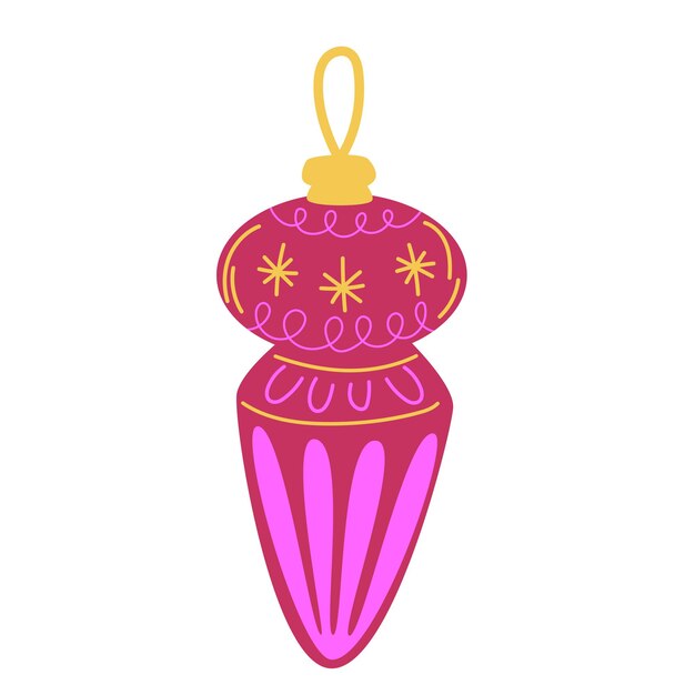 Decoraciones navideñas Navidad Colorida rosa oscuro y bola amarilla Vector Elementos retro vintage