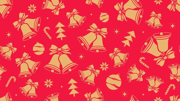 Vector decoraciones de patrón sin costura de navidad con campanas y bolas de árbol de navidad