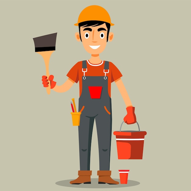 Decorador de personal de pintura plana vectorial 4