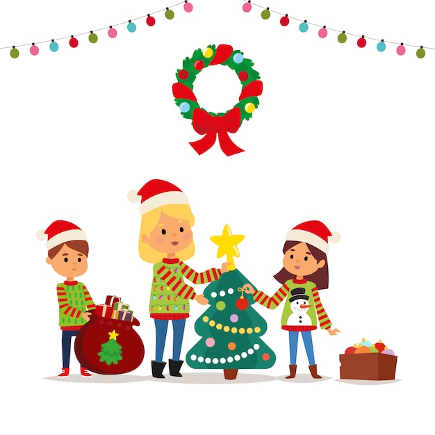 Vector decorar el árbol de navidad