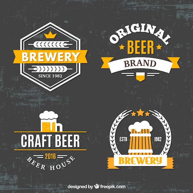 Vector decorativas pegatinas de cerveza en estilo retro