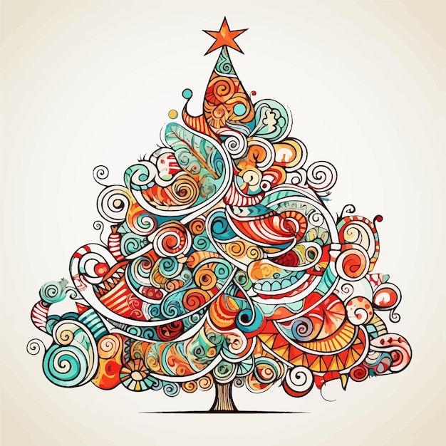 Vector decorative_christmas_tree_toy_made_of_fun_hand (árbol de navidad decorativo hecho a mano)