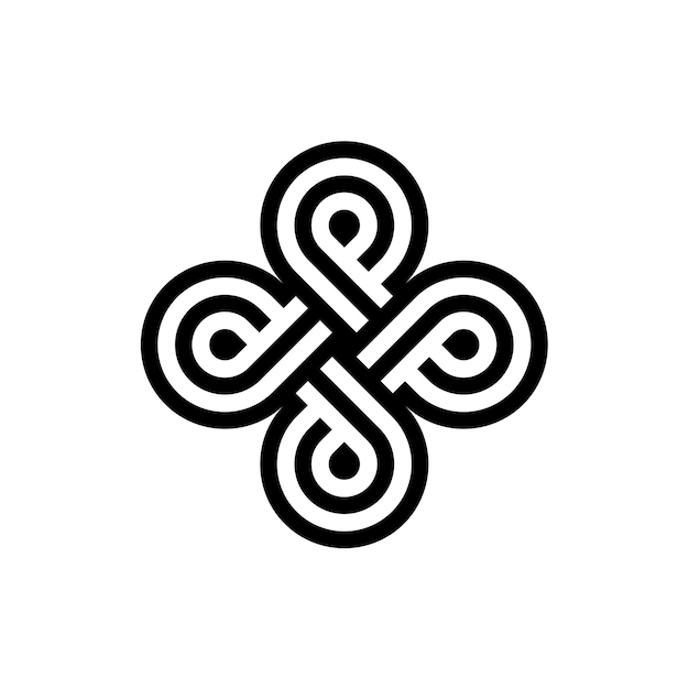 Decorative Tribal Celtic Knot Clover Leaf Vector Logo Template