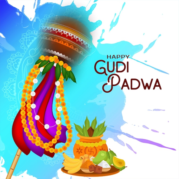 Decorativo Feliz Gudi padwa Festival indio de fondo elegante