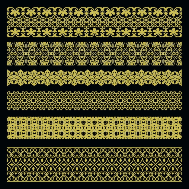 decorativo hoja floral borda patrón colección línea arte ornamento