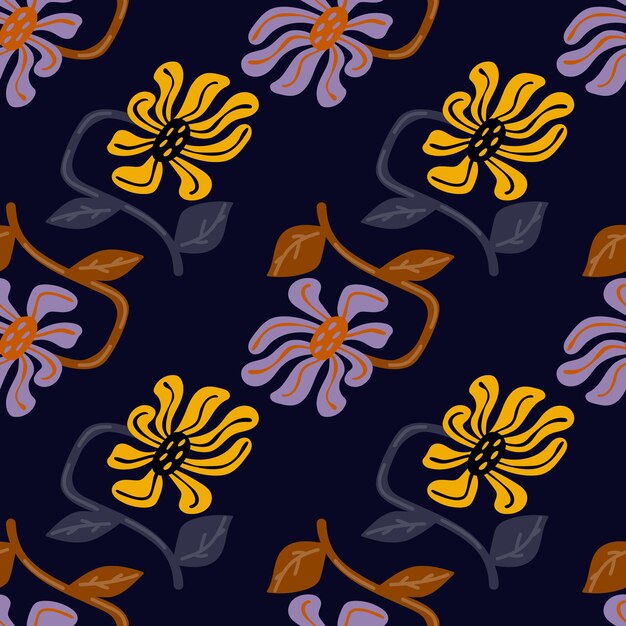 Decorativo retro abstracto flor patrón sin costuras Vintage estilizado flores de fondo