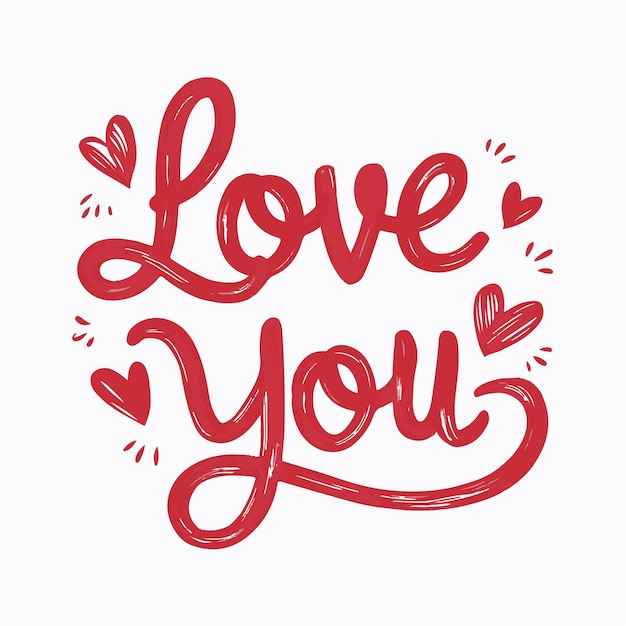 decorativo Te amo tipografía con fuente lúdica en fondo blanco ilustración