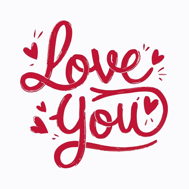 decorativo Te amo tipografía con fuente lúdica en fondo blanco ilustración