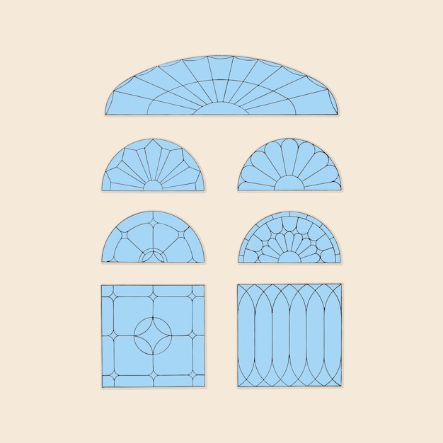 Decorativo de vidrio de ventana clipart logotipo retro elementos vectoriales de diseño de ilustración vintage