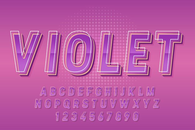 decorativo violeta Vector de fuente y alfabeto