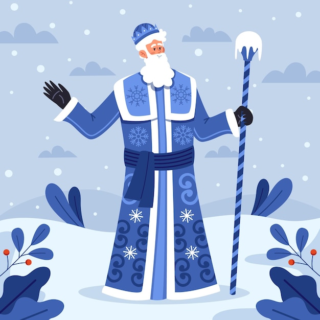 Ded moroz en diseño plano