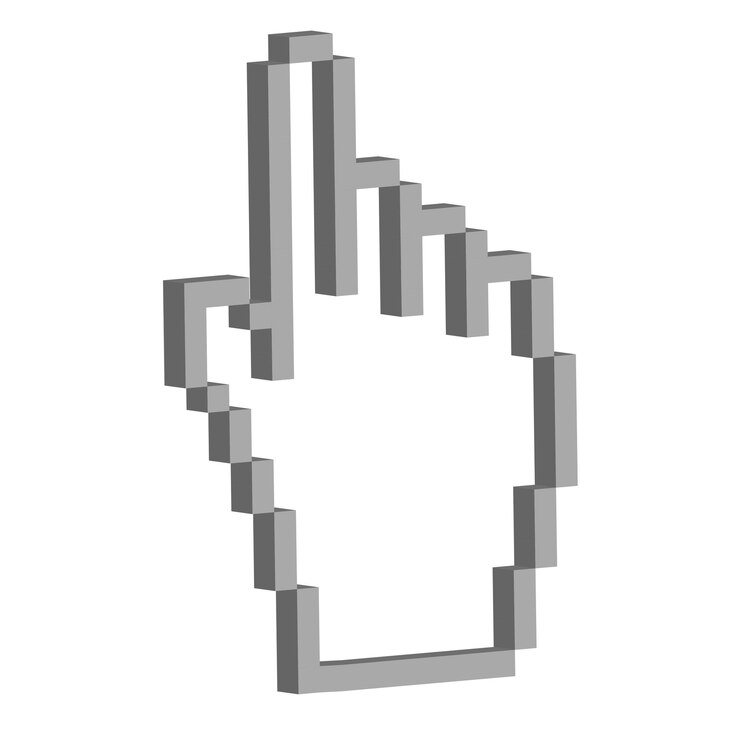 Vector dedo índice cursor de mano formado por cubos 3d