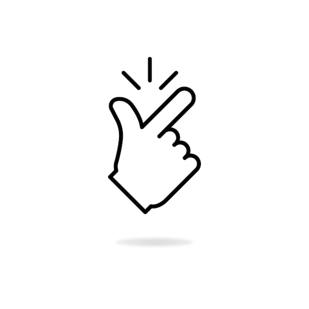 Dedo de presión de línea delgada como el concepto de logotipo fácil de mujer o hombre que hace que los dedos se muevan y la tendencia abstracta lineal de gestos populares diseño gráfico de logotipo okey simple aislado en fondo blanco