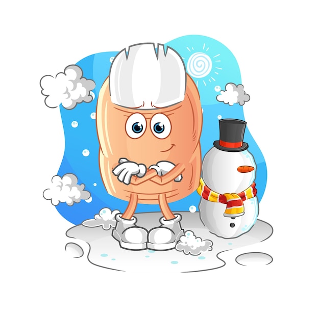 Dedo en vector de mascota de dibujos animados de personaje de invierno frío