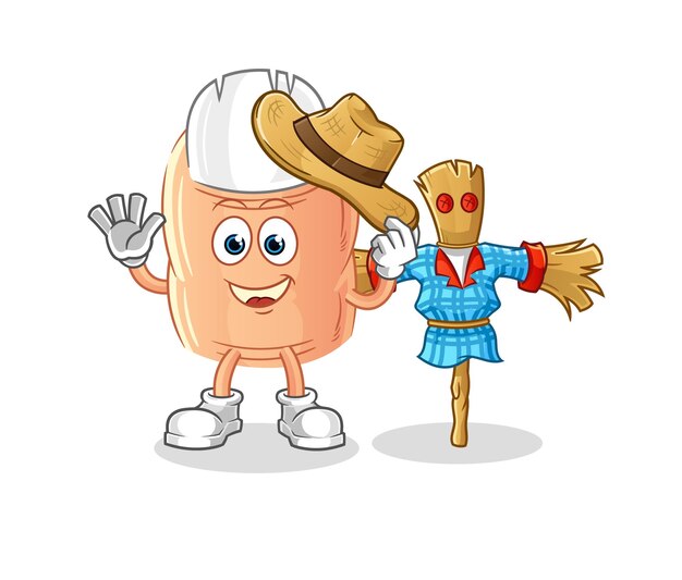 Dedo con vector de personaje de dibujos animados de espantapájaros