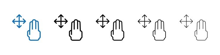 Vector los dedos de la mano gesto deslizar girar icono contorno vector logotipo para la web ui
