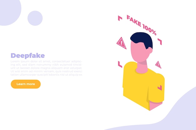 Deepfake Concepto de tecnología de cara profunda Ilustración de vector isométrico