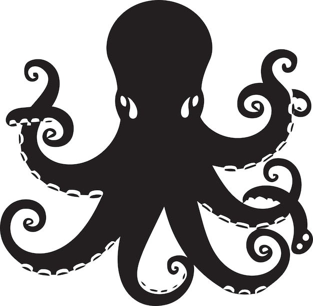 Deepwater Delights Octopus Icon Vector Inkwell Insights Diseño del logotipo del pulpo