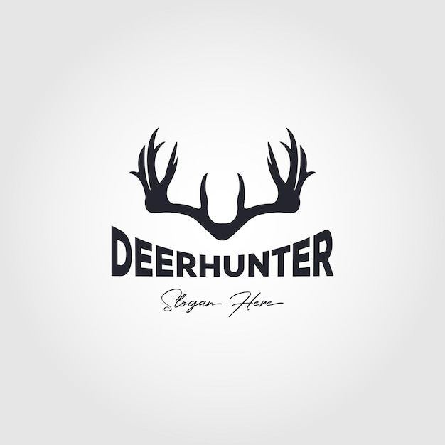 Deer hunter vintage logo diseño ilustración vectorial