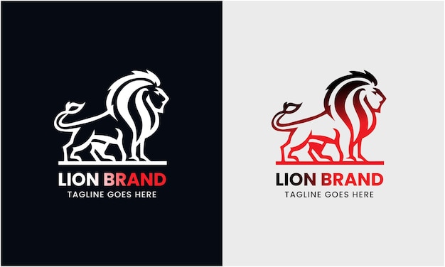Deer LLion logotipo minimalista símbolo del rey león en rojo negro color amarillo cara de león con vector de fuego