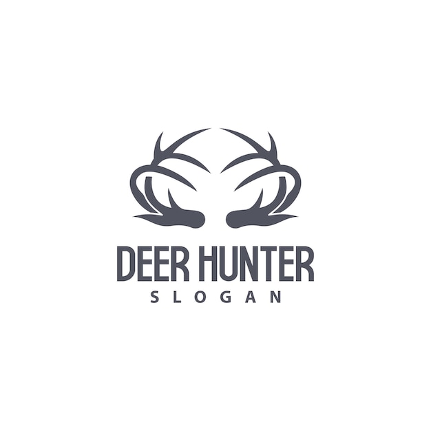 Deer Logo Deer Hunter Vector Bosque Animal Diseño Deer Antlers Retro Vintage Símbolo Diseño Icono