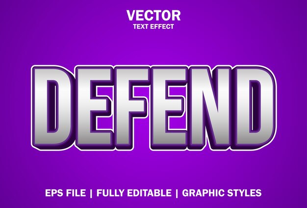 Defender el efecto de texto con estilo 3d de color púrpura y verde