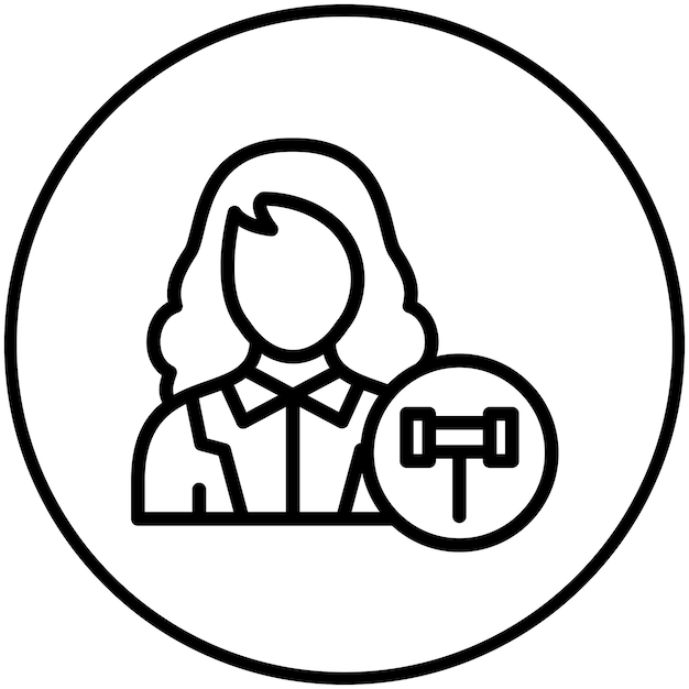 Defensor Público Ilustración de icono vectorial femenino del conjunto de iconos de la legislación de la ley