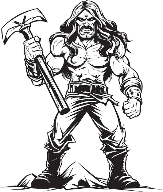 Defensores de la devoción Héroico icono del hacha Portador de la hoja Emblema vectorial negro