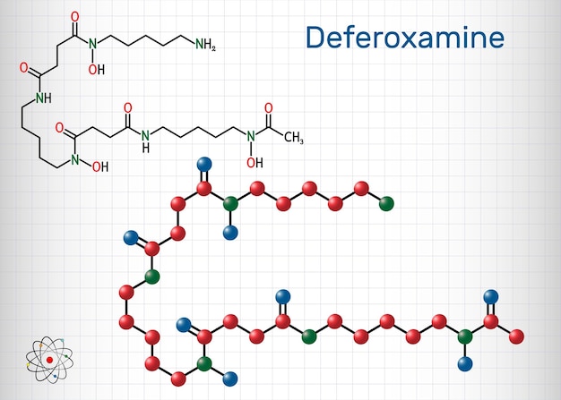 Deferoxamina desferrioxamina B DFOA C25H48N6O8 molécula