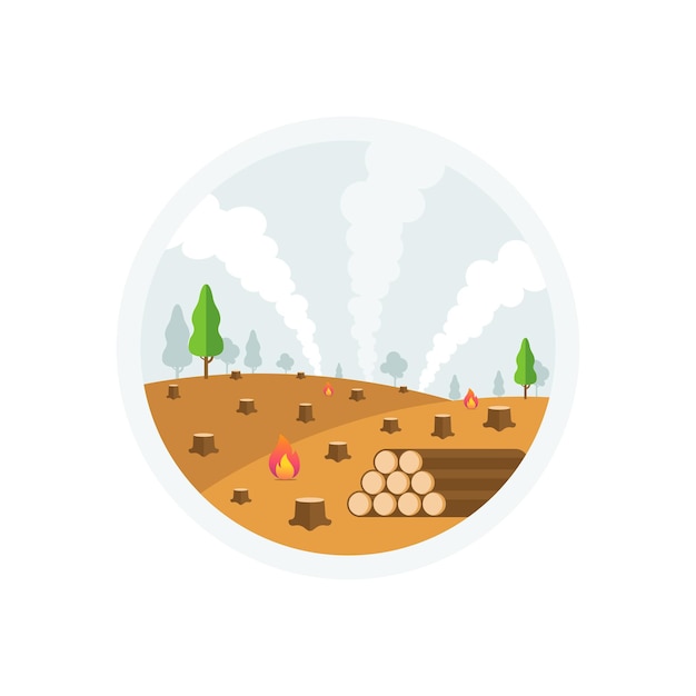 Deforestación tierra diseño concepto vector ilustración