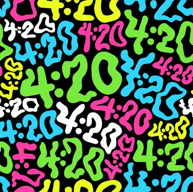 Vector deformado ondulado 420 número papel tapiz de patrones sin fisuras ilustración de carácter gráfico vectorial letras trippy 420weedrastaccannabismarihuana patrón sin fisuras papel tapiz concepto de impresión