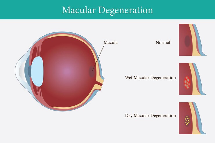 Vector degeneración macular relacionada con la edad vector de trastorno de la visión ocular eps 10
