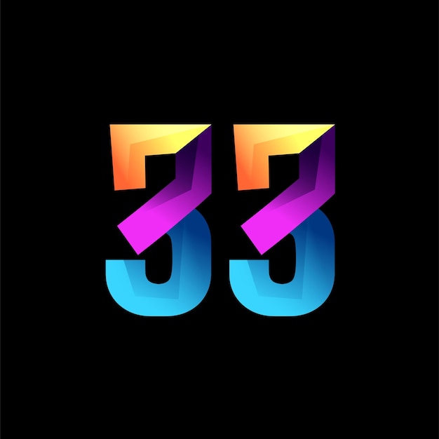 Un degradado de colores y un logotipo de degradado azul con el número 33.
