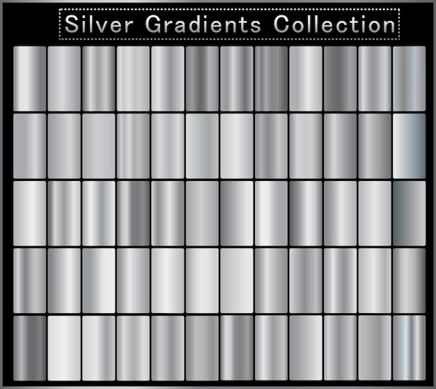 Degradado plateadopatrónplantillaConjunto de colores para el diseñocolección de degradados de alta calidadTextura metálicafondo brillanteMetal puroAdecuado para maqueta de textocinta de banner o adorno